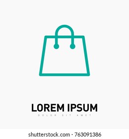 shopping paper bag line vector icon