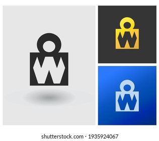 Shopping paper bag logo letter initial OW creative template