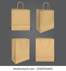 Shopping paper bag mockup vector with isolated background.