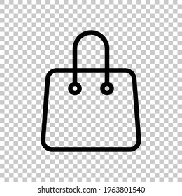 Shopping paper bag, simple business icon. Black editable linear symbol on transparent background