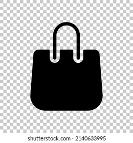 Shopping paper bag, simple business icon. Black symbol on transparent background