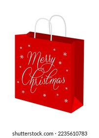 Shopping paper bag template vector illustration ( Merry christmas )
