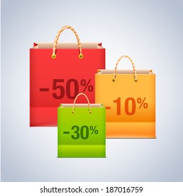 Shopping paper bag, vector illustration