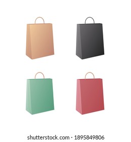 Shopping paper bags. Flat vector illustration. Supermarket shopping. Isolated on white background. 