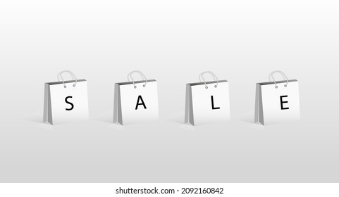 Shopping paper bags isolated on white background.Sale sign. Shopping, sale concept.Vector illustration.