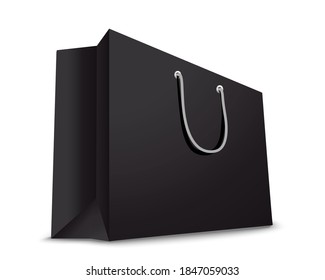 Shopping paper black  bag , vector illustration