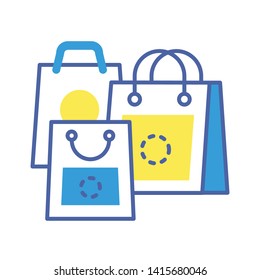 Shopping paper packages line color icon. Commerce sign. Doing purchases vector pictogram. Sign for web page, app, promo. UI/UX/GUI design element. Vector isolated object. Editable stroke.