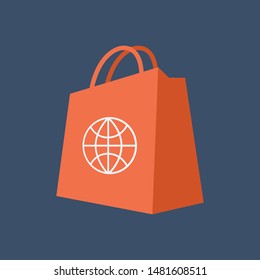 Shopping paper red bag empty, vector illustration