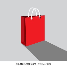 Shopping paper red bag empty, vector illustration 