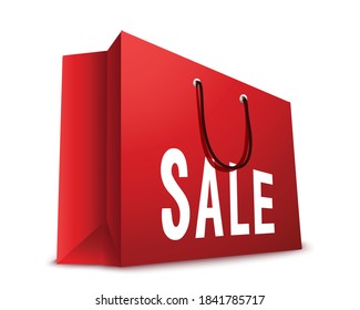 Shopping paper red bag , vector illustration