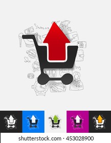 shopping paper sticker with hand drawn elements