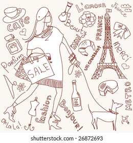 Shopping in Paris doodles