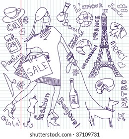 Shopping in Paris doodles