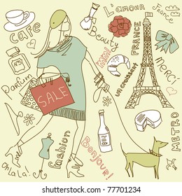 Shopping in Paris doodles