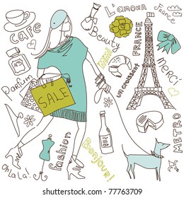 Shopping in Paris doodles