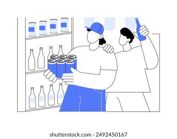 Shopping for a party isolated cartoon vector illustrations. Student buying beers for a party, supermarket mood, rest from education, teenager life, off campus activity vector cartoon.