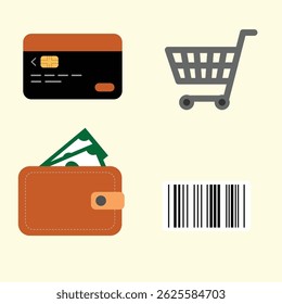 Shopping and Payment Flat Icons Set