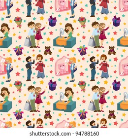 shopping people seamless pattern