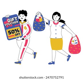 Shopping Leute mit Vektorillustration