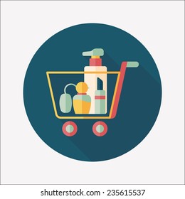 shopping perfume and lipsticks flat icon with long shadow,eps10