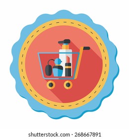 shopping perfume and lipsticks flat icon with long shadow,eps10