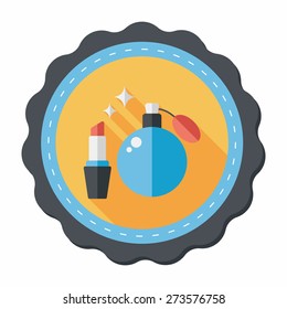 shopping perfume and lipsticks flat icon with long shadow,eps10
