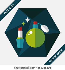 shopping perfume and lipsticks flat icon with long shadow,eps10