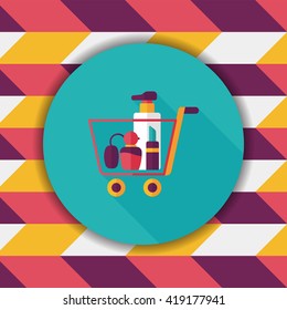 shopping perfume and lipsticks flat icon with long shadow,eps10