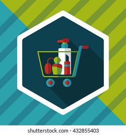 shopping perfume and lipsticks flat icon with long shadow,eps10