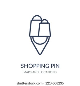 Shopping Pin icon. Shopping Pin linear symbol design from Maps and locations collection. Simple outline element vector illustration on white background.