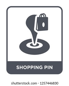 shopping pin icon vector on white background, shopping pin trendy filled icons from Maps and locations collection, shopping pin simple element illustration