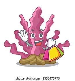 Shopping pink seaweed cartoons under the sea
