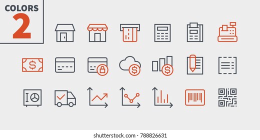 Shopping Pixel Perfect Well-crafted Vector Thin Line Icons 48x48 Ready for 24x24 Grid for Web Graphics and Apps with Editable Stroke. Simple Minimal Pictogram Part 1-2