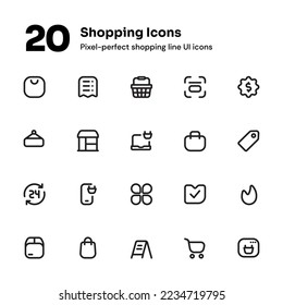 Shopping pixel-perfect icons suitable for website and mobile apps ui design	
