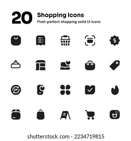 Shopping pixel-perfect icons suitable for website and mobile apps ui design	