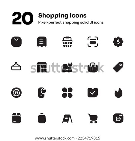 Shopping pixel-perfect icons suitable for website and mobile apps ui design	