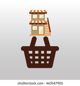 shopping place building architecture icon, vector illustration