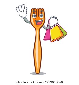 Shopping plastic fork cartoon with the isolated