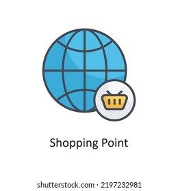 Shopping Point Filled Outline Vector Icon Design illustration on White background. EPS 10 File