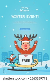 Shopping pop-up informing illustration of winter events