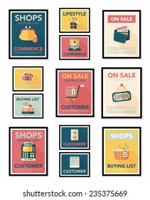 shopping poster banner flat design background set, eps10