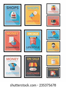 shopping poster banner flat design background set, eps10