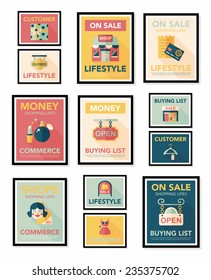shopping poster banner flat design background set, eps10