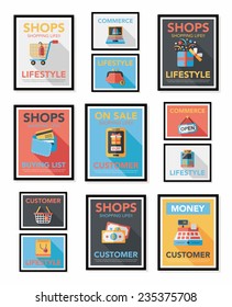 shopping poster banner flat design background set, eps10