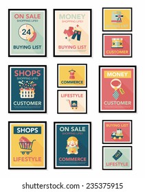 shopping poster banner flat design background set, eps10