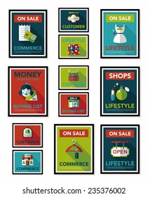 shopping poster banner flat design background set, eps10