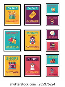 shopping poster banner flat design background set, eps10