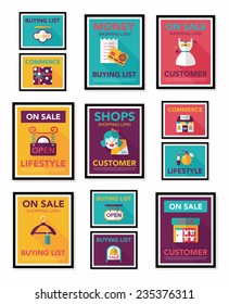 shopping poster banner flat design background set, eps10