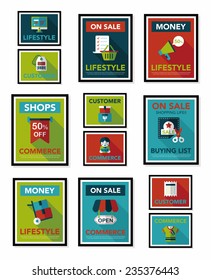 shopping poster banner flat design background set, eps10