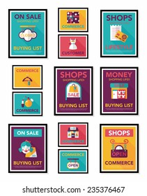 shopping poster banner flat design background set, eps10